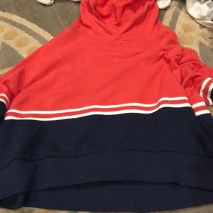 red and blue hoodie